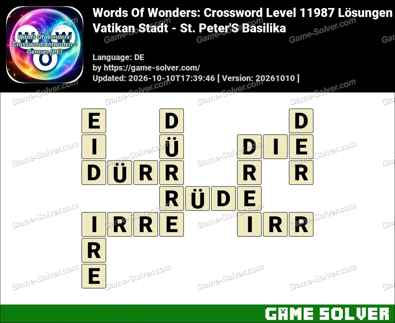Words Of Wonders: Crossword Level 11987 Lösungen – Vatikan Stadt – St. Peter’S Basilika